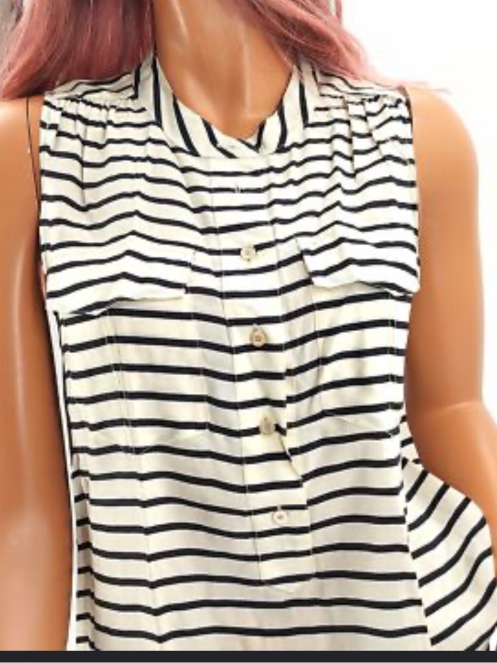 J. Crew 52863 Elodie Silk Black & Cream Sleeveless Blouse 4